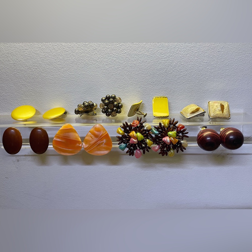 Vintage 60’s - 80’s Clip-On Earring Set in Yellow, Brown and Orange